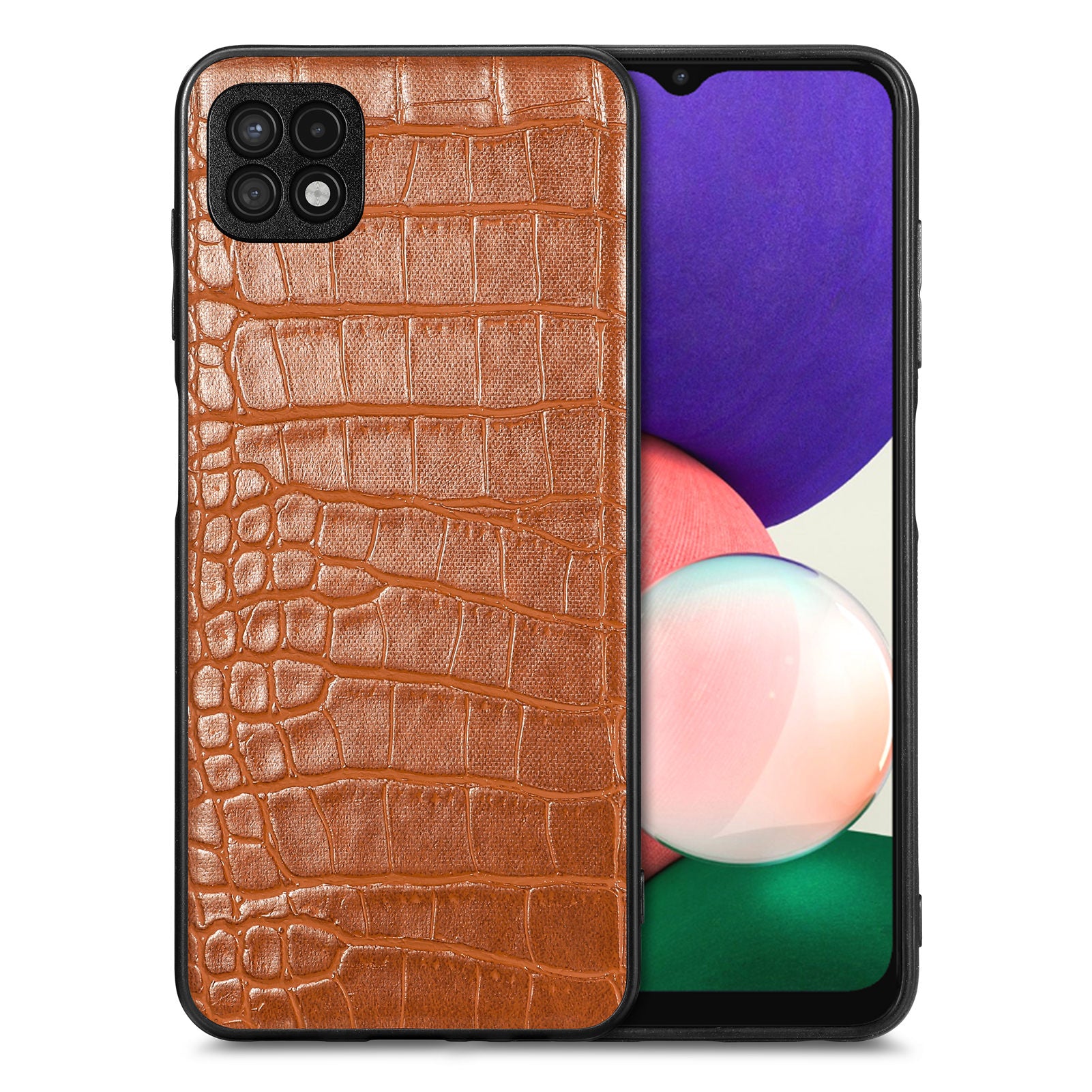 For Samsung Galaxy A22 5G (EU Version) Crocodile Texture PU Leather Coated TPU Cover Precise Cutout Phone Case For Samsung Galaxy A22 5G (EU Version) Crocodile Texture PU Leather Coated TPU Cover Precise Cutout Phone Case